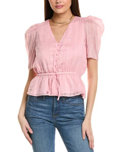 1.state Peplum Silk-blend Top In Pink