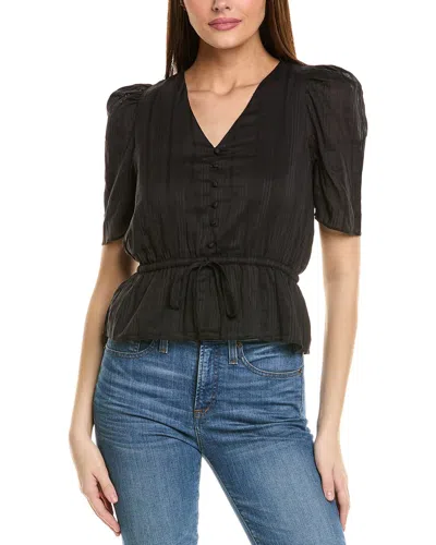 1.state Peplum Silk-blend Top In Black