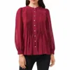 1.state Pintuck Yoke Button-up Blouse In Ruby Plume In Burgundy