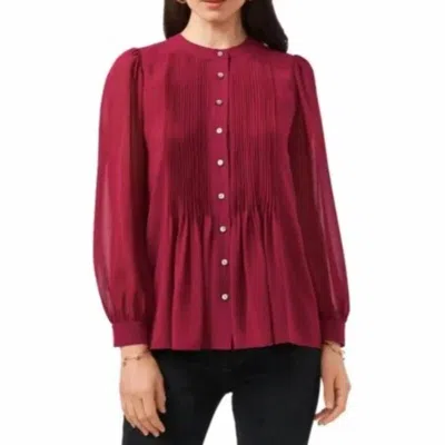 1.state Pintuck Yoke Button-up Blouse In Ruby Plume In Burgundy
