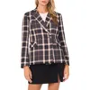 1.state Plaid Double Breasted Blazer In Black