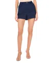 1.state Pleated High Waist Dobby Stripe Cotton Shorts In Indigo Night