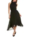 1.state Pleated Halter Neck Handkerchief Hem Dress In Black