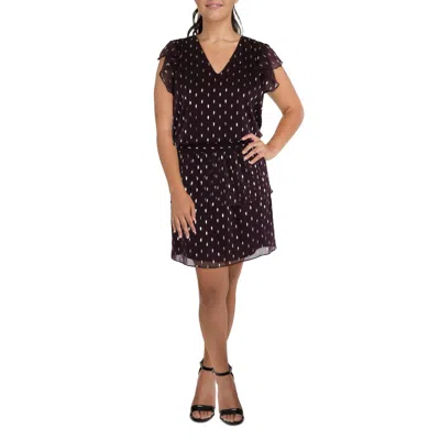 1.state Plus Womens Printed Chiffon Midi Dress In Purple