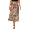 1.state Hammered Satin Midi Skirt In Rich Black Print