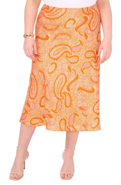 1.state Print Midi Skirt In Russet Orange