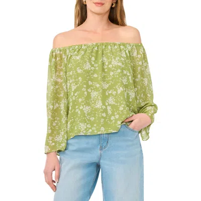 1.state Print Off The Shoulder Top In Green