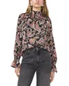 1.state Printed Open Back Blouse In Rich Black