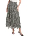 1.state Corkscrew Floral Ruffle Maxi Skirt In Black