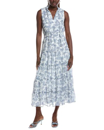 1.state Printed Ruffle Neck Maxi Dress In Animal Print