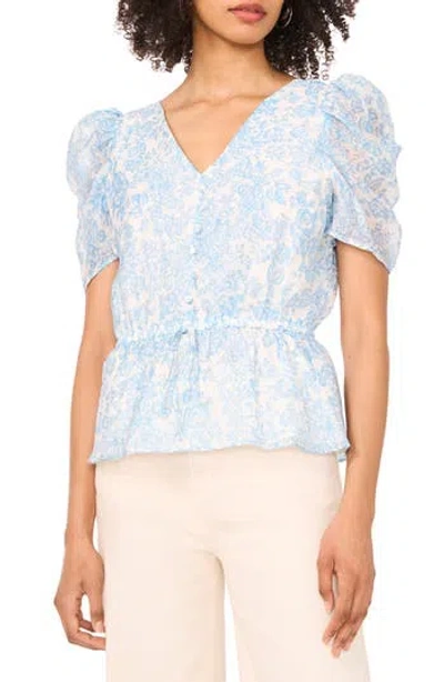 1.state Puff Sleeve Peplum Top In Angel Blue