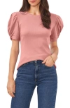 1.state Puff Sleeve Rib Knit T-shirt In Salmon