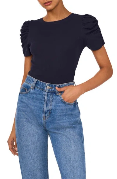 1.state Puff Sleeve Rib T-shirt In Classic Navy