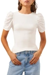 1.state Puff Sleeve Rib T-shirt In Dnu/coconut Milk