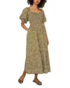 1.state Puffed Sleeve Midi Dress In Avocado Green