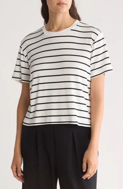 1.state Rib Jersey Boxy Crop T-shirt In Black/white Stripe
