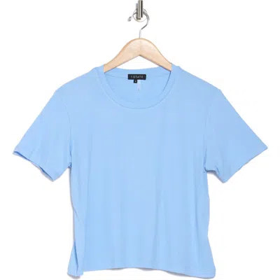 1.state Rib Jersey Boxy Crop T-shirt In Blue Lake