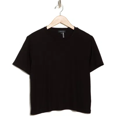1.state Rib Jersey Boxy Crop T-shirt In Rich Black
