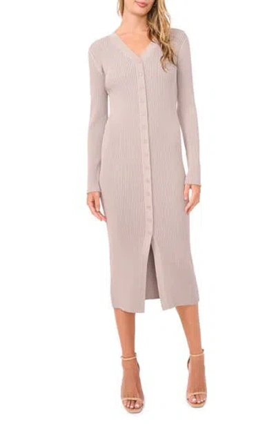 1.state Rib Knit Cardigan Midi Dress In Neutral