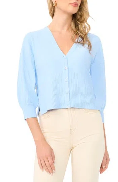 1.state Ribbed Crop Cardigan In Blue