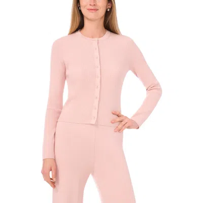 1.state Ribbed Crop Cardigan In Sepia Pink