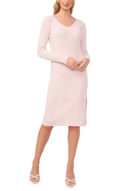 1.state Ribbed Long Sleeve Sweater Dress In Ivory Blush