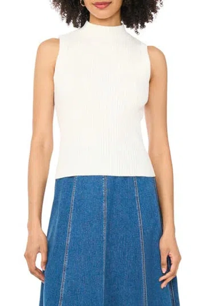 1.state Ribbed Mock Neck Sweater Tank In Antique White