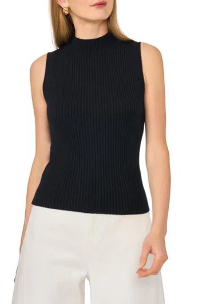 1.state Ribbed Mock Neck Sweater Tank In Rich Black