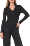 1.state Ribbed Polo Sweater In Black