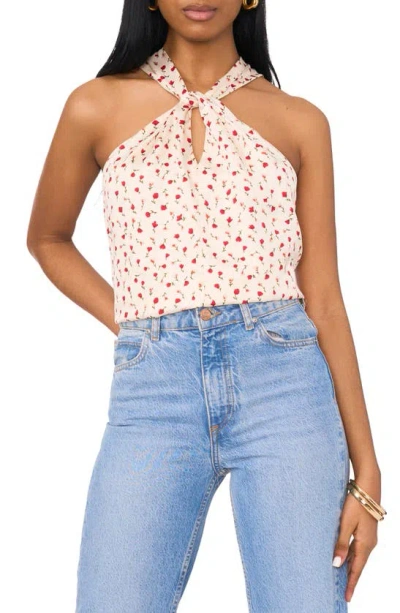 1.state Rose Print Halter Top In New Ivory