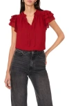 1.state Ruffle Flutter Sleeve Top In Red Dahlia