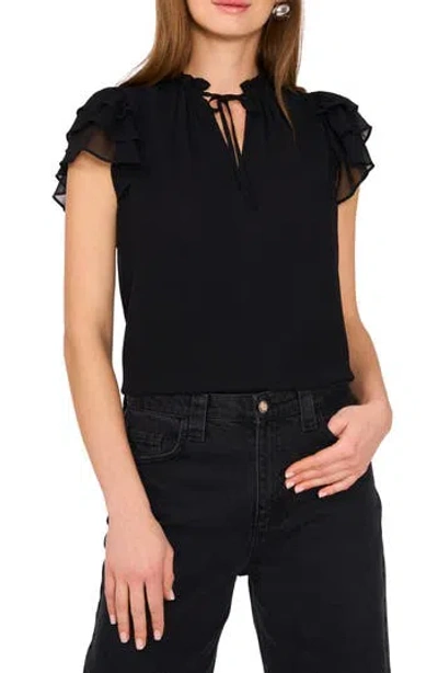 1.state Ruffle Flutter Sleeve Top In Rich Black
