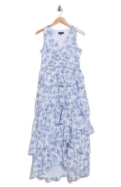 1.state Ruffled Tiered Maxi Dress In Blue