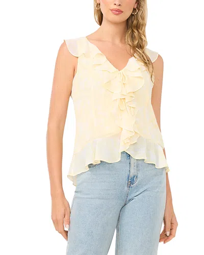 1.state Ruffled V Neck Blouse In Yellow