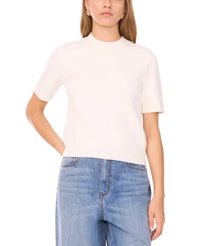 1.state Saddle Short Sleeve Crewneck Sweater In White