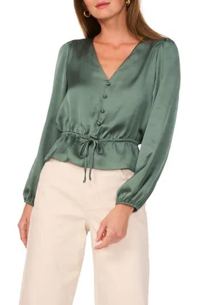 1.state Satin Peplum Top In Green