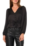 1.state Satin Peplum Top In Rich Black