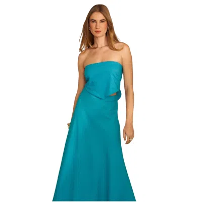 1.state Scarf Top Women's Laguna Mist Tie Back Cropped Strapless Fts1526 In Blue