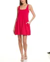 1.state Scoop Neck Linen-blend Mini Dress In Pink