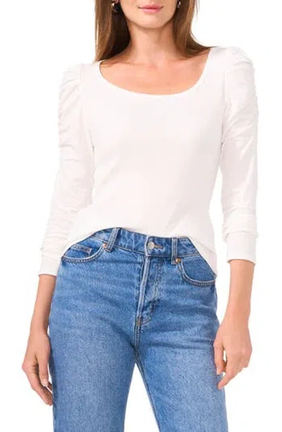 1.state Scoop Neck Puff Sleeve Top In New Ivory