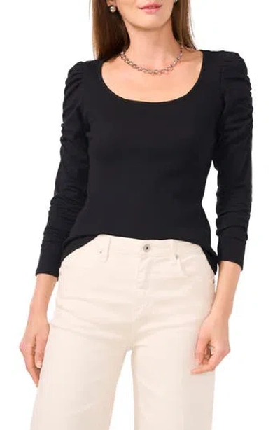 1.state Scoop Neck Puff Sleeve Top In Rich Black