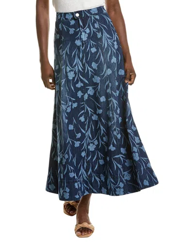 1.state Seamed Maxi Denim Skirt In Blue