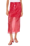 1.state Sequin Midi Skirt In Studio Red