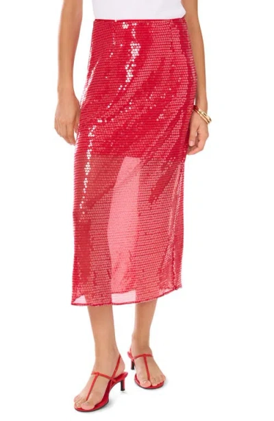 1.state Sequin Midi Skirt In Studio Red