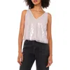 1.state Sequin V-neck Tank In Silver