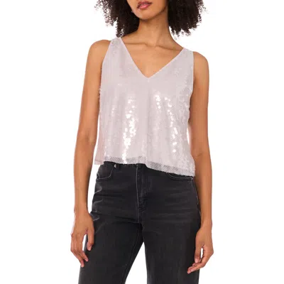 1.state Sequin V-neck Tank In Silver