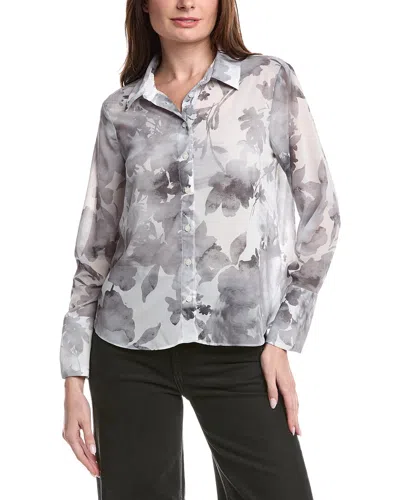 1.state Sheer-yoke Blouse In Gray