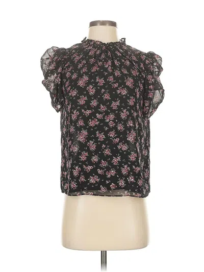 Pre-owned 1.state Short Sleeve Blouse In Black