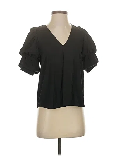 Pre-owned 1.state Short Sleeve Blouse In Black