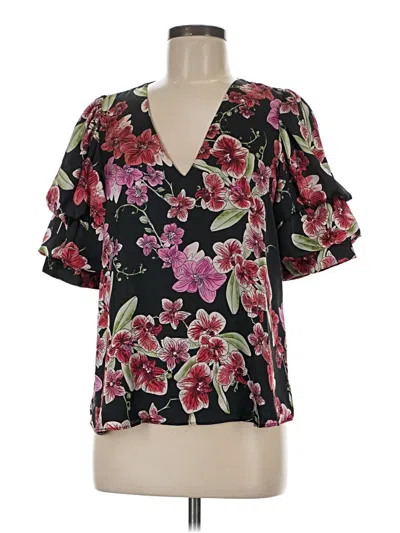Pre-owned 1.state Short Sleeve Blouse In Black